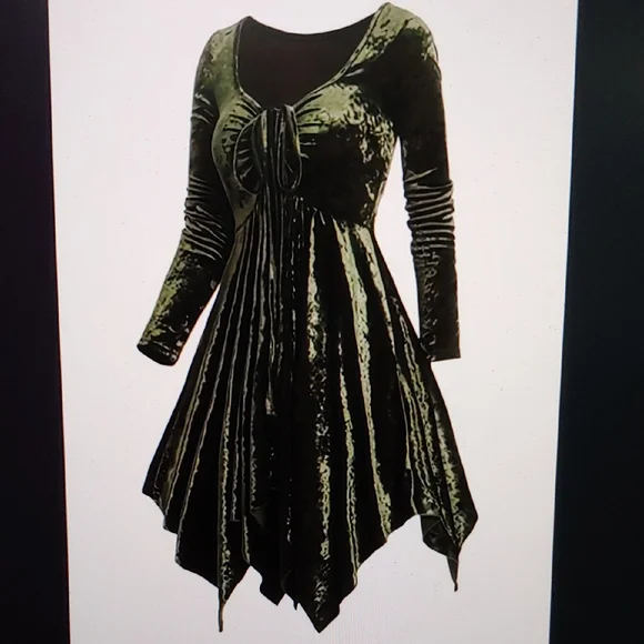 Green Velvet Long Sleeve Dress * Size M - Picture 10 of 11